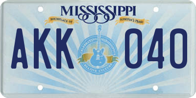 MS license plate AKK040