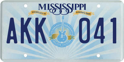 MS license plate AKK041