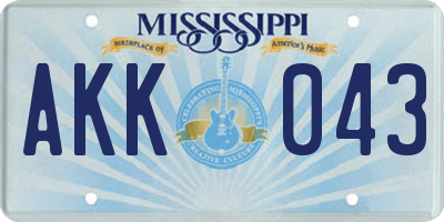 MS license plate AKK043