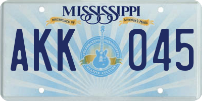 MS license plate AKK045