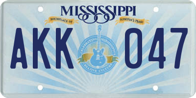 MS license plate AKK047