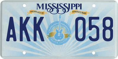 MS license plate AKK058