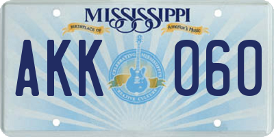 MS license plate AKK060
