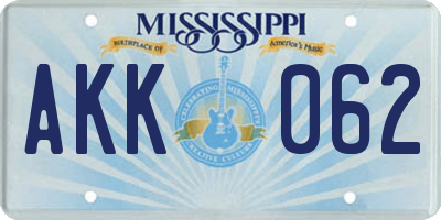 MS license plate AKK062