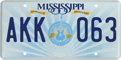 MS license plate AKK063