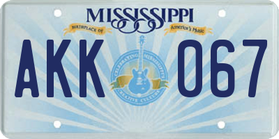 MS license plate AKK067