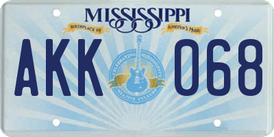 MS license plate AKK068