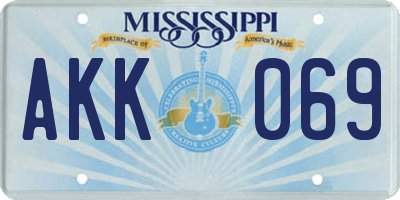 MS license plate AKK069