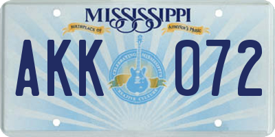 MS license plate AKK072