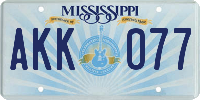 MS license plate AKK077