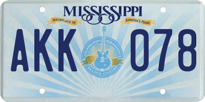 MS license plate AKK078
