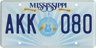 MS license plate AKK080