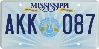 MS license plate AKK087