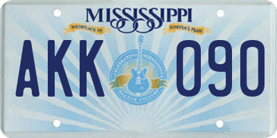 MS license plate AKK090