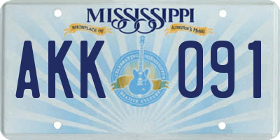 MS license plate AKK091