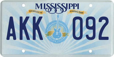 MS license plate AKK092