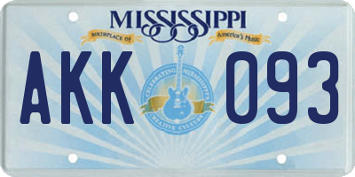 MS license plate AKK093
