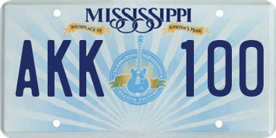 MS license plate AKK100