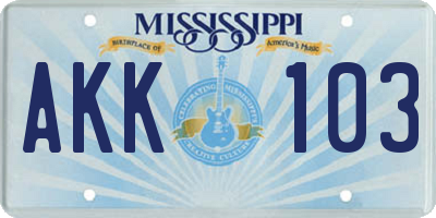 MS license plate AKK103