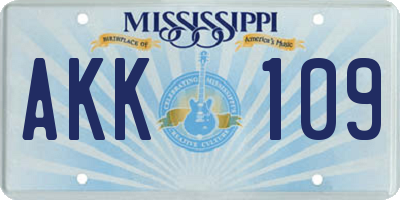 MS license plate AKK109