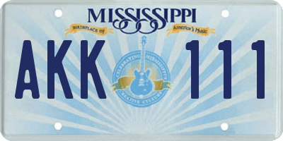 MS license plate AKK111