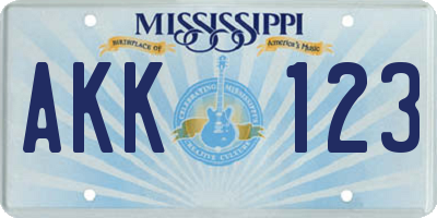 MS license plate AKK123