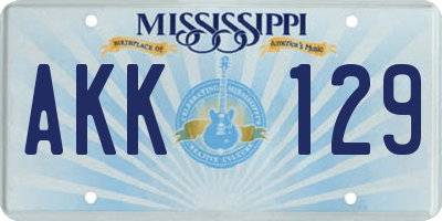 MS license plate AKK129