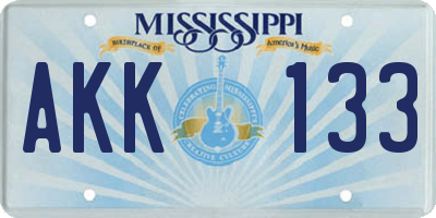 MS license plate AKK133