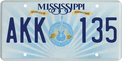 MS license plate AKK135