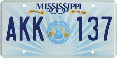 MS license plate AKK137