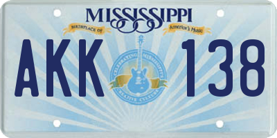 MS license plate AKK138