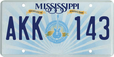 MS license plate AKK143