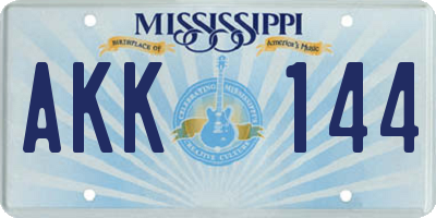 MS license plate AKK144
