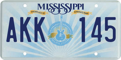 MS license plate AKK145