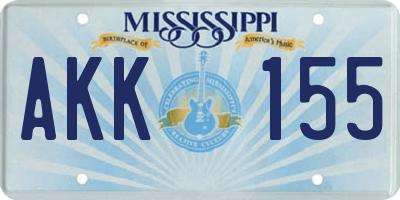 MS license plate AKK155