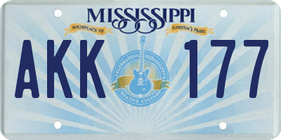 MS license plate AKK177
