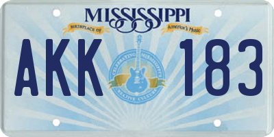 MS license plate AKK183