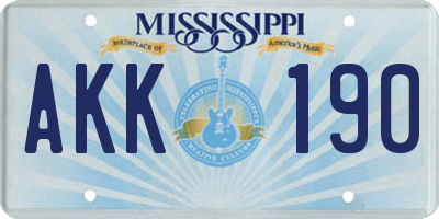 MS license plate AKK190