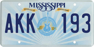 MS license plate AKK193