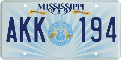 MS license plate AKK194