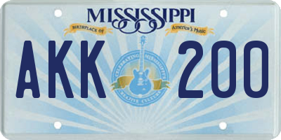 MS license plate AKK200