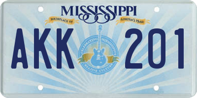 MS license plate AKK201