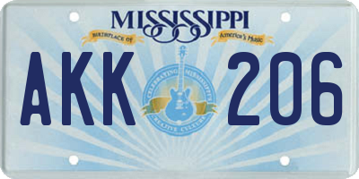 MS license plate AKK206
