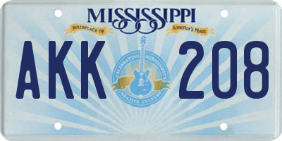 MS license plate AKK208