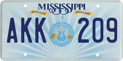 MS license plate AKK209