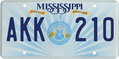 MS license plate AKK210