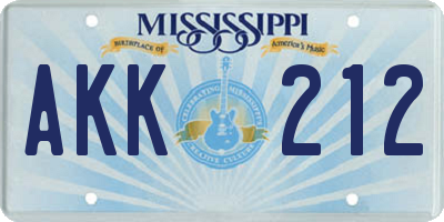MS license plate AKK212