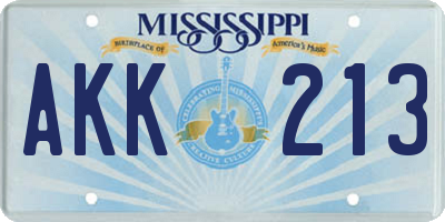 MS license plate AKK213