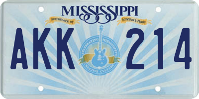 MS license plate AKK214