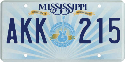 MS license plate AKK215